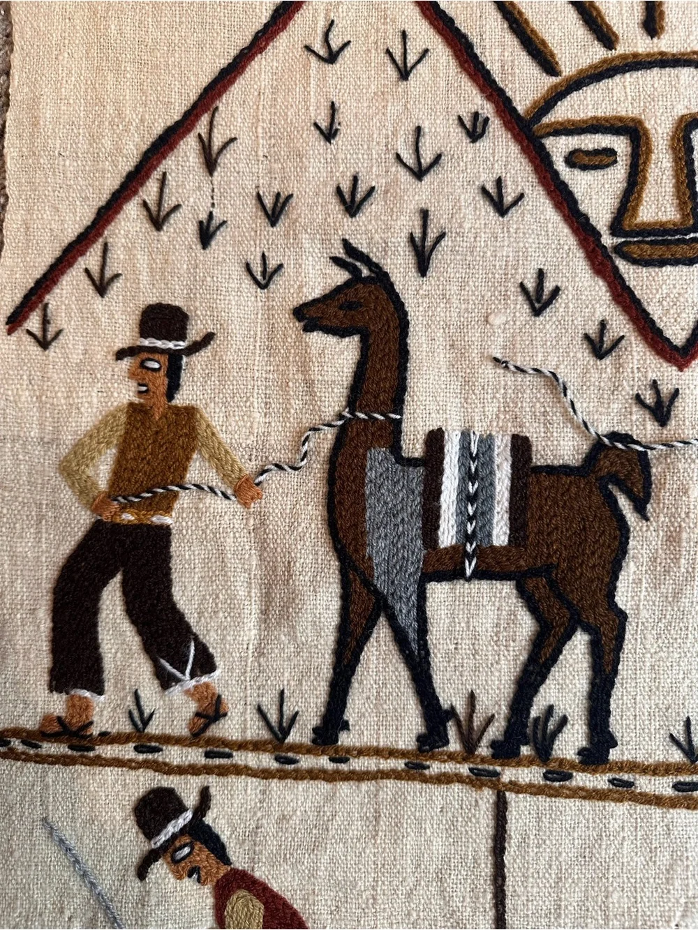 Handmade Ivory And Earth-Tone Peruvian Wall Hanging